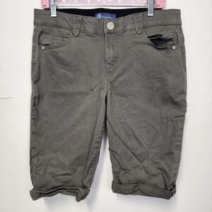 Democracy Shorts Size 12 "AB" Solution Gray Green Denim Cuffed Shorts